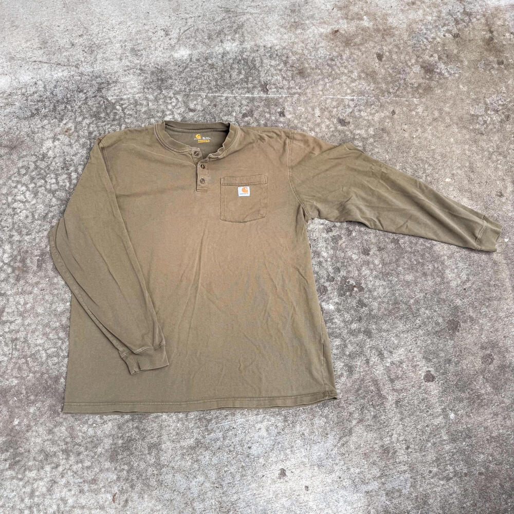 Carhartt XL Tall Olive Green Long Sleeve Henley Shirt